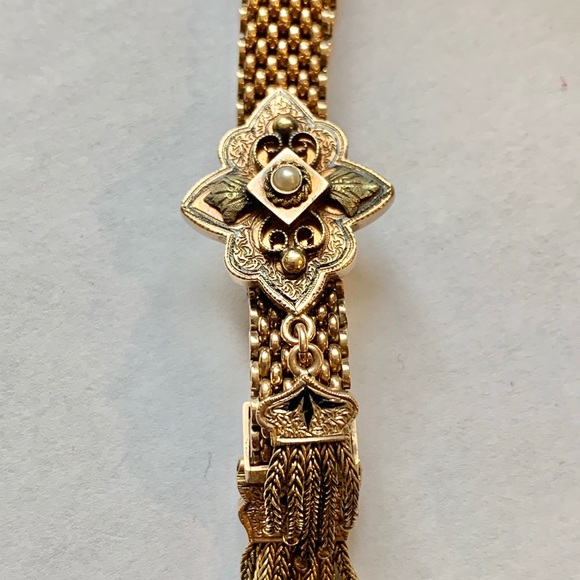 Sold!!!!! Victorian 14K Slide Bracelet with Seed Pearl c1880 - Picture 2 of 8